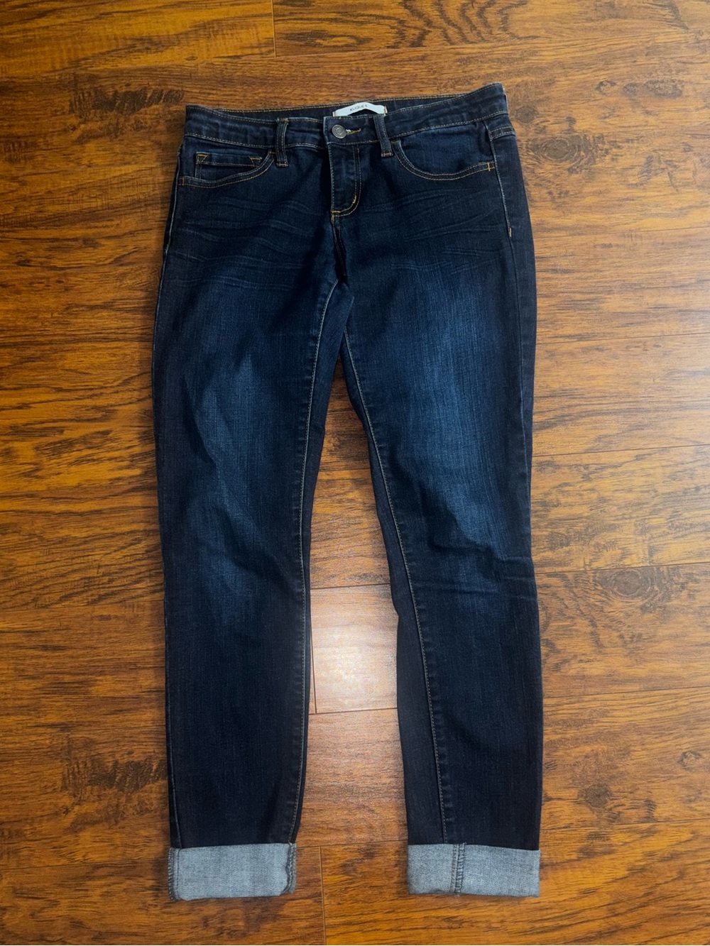 Klique B. Skinny Jeans Rolled Ankle Cuff Dark Wash Stretch Denim Blue Jeans